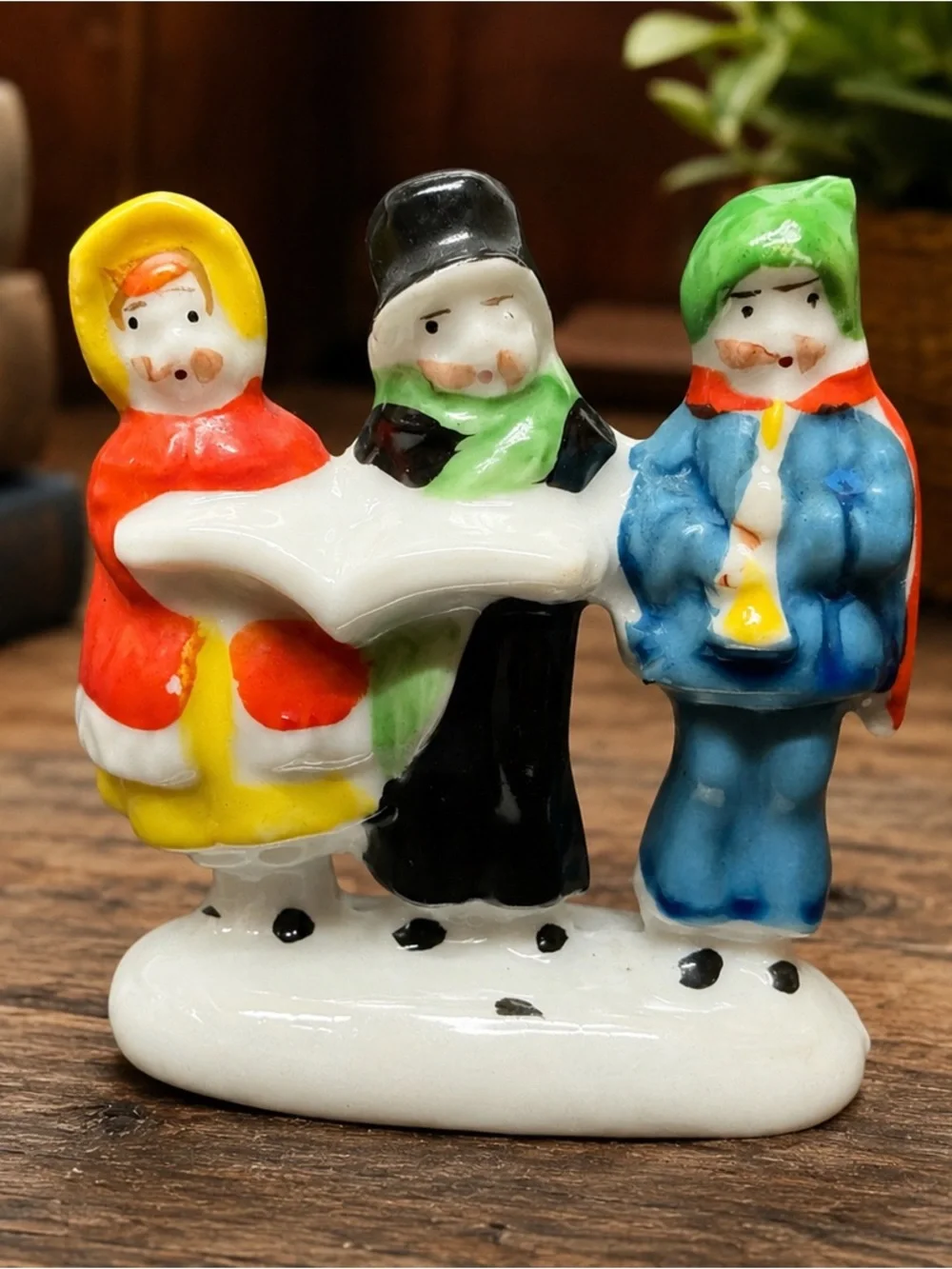 Vintage Made in Japan Christmas Carolers Figurine Trio Ceramic Choir MCM Decor